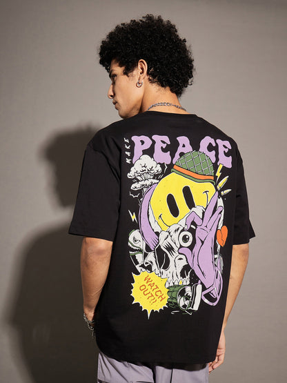 Unisex Black PEACE Oversized T-Shirt