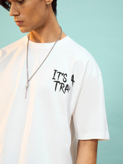 Unisex White Spider Trap Oversize T-Shirt