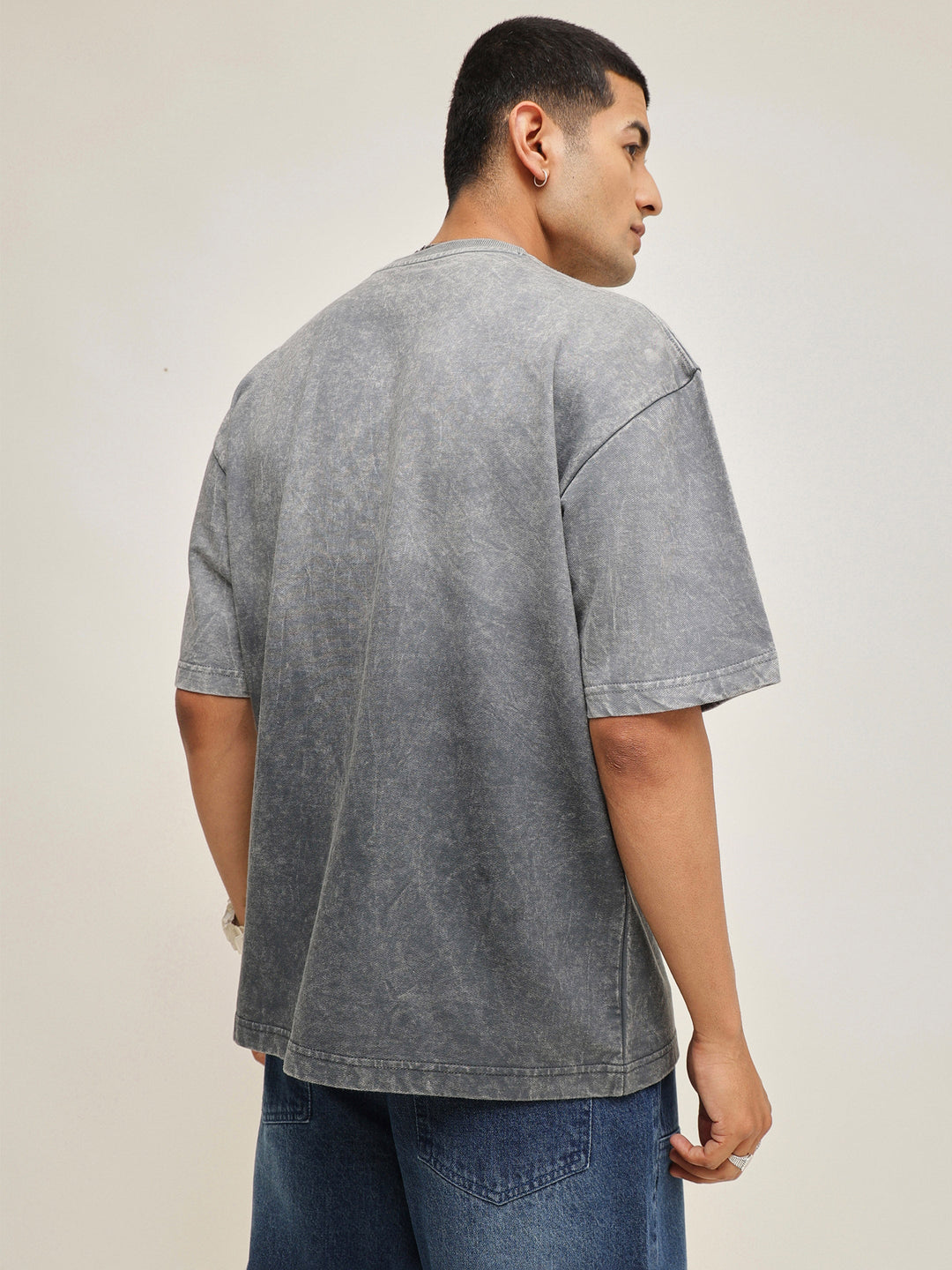 Men Grey Ombre Wash Oversize T-Shirt
