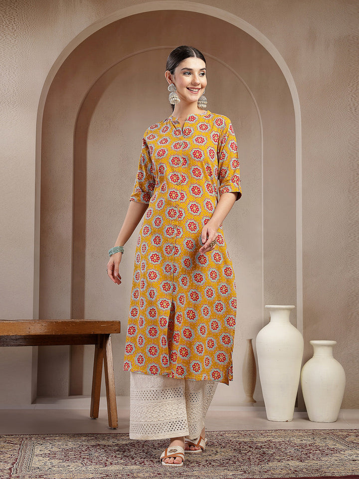 Ethnic Printed Cotton A-Line Kurta