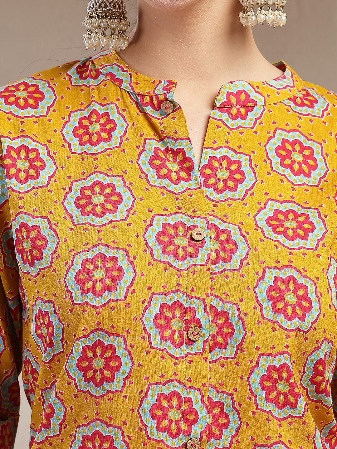 Ethnic Printed Cotton A-Line Kurta