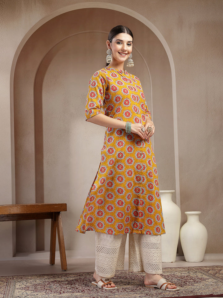 Ethnic Printed Cotton A-Line Kurta
