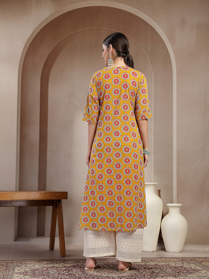 Ethnic Printed Cotton A-Line Kurta