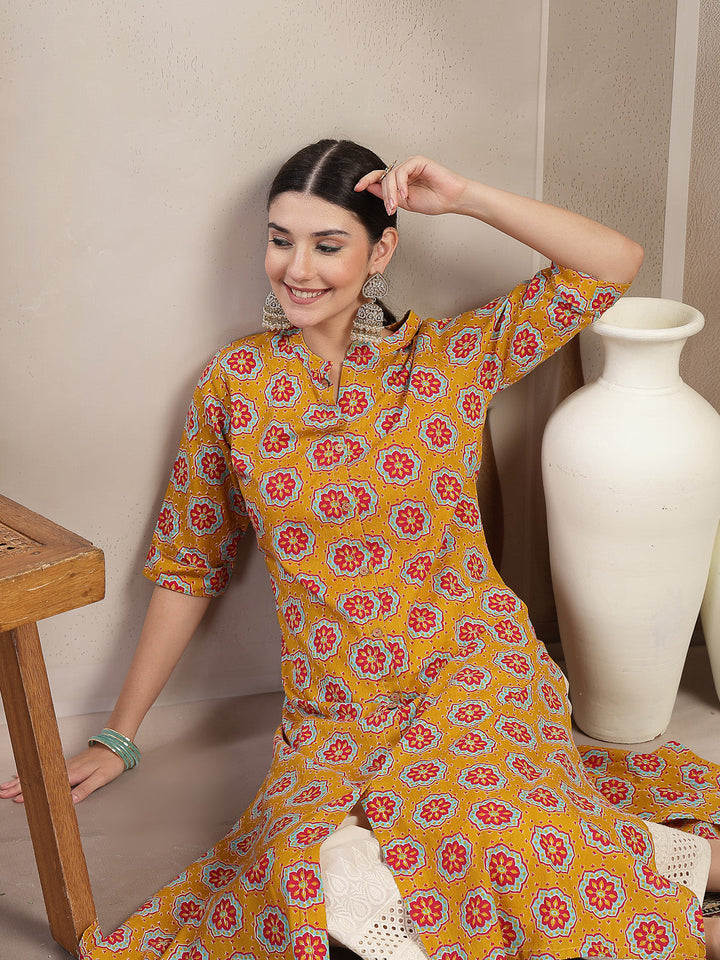 Ethnic Printed Cotton A-Line Kurta