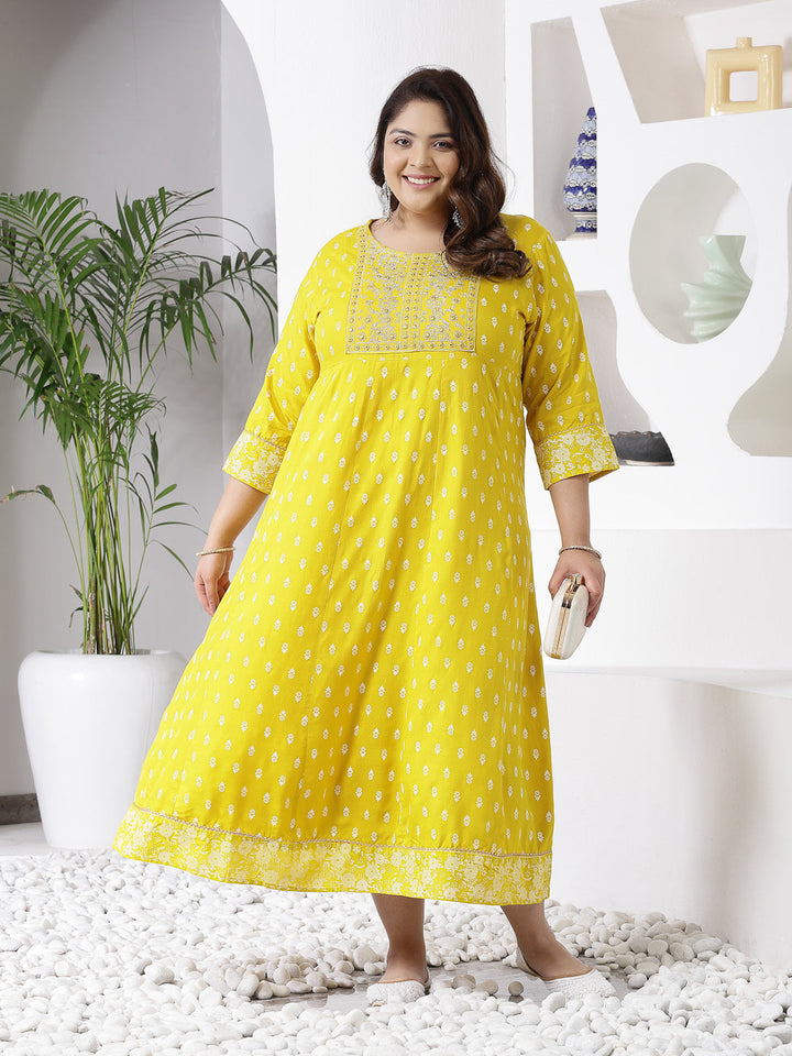 Stylum mustard rayon printed kurta – wholesale manufacturer &amp; exporter from India