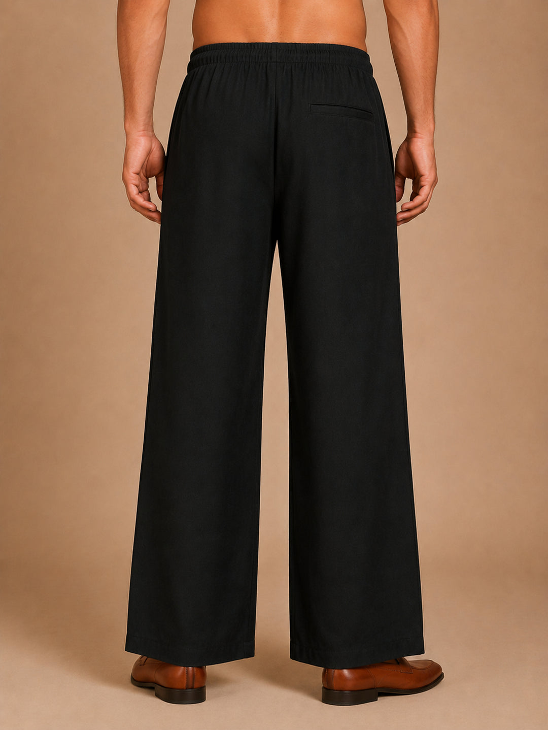 Solid Cotton Blend Korean Pants For Men