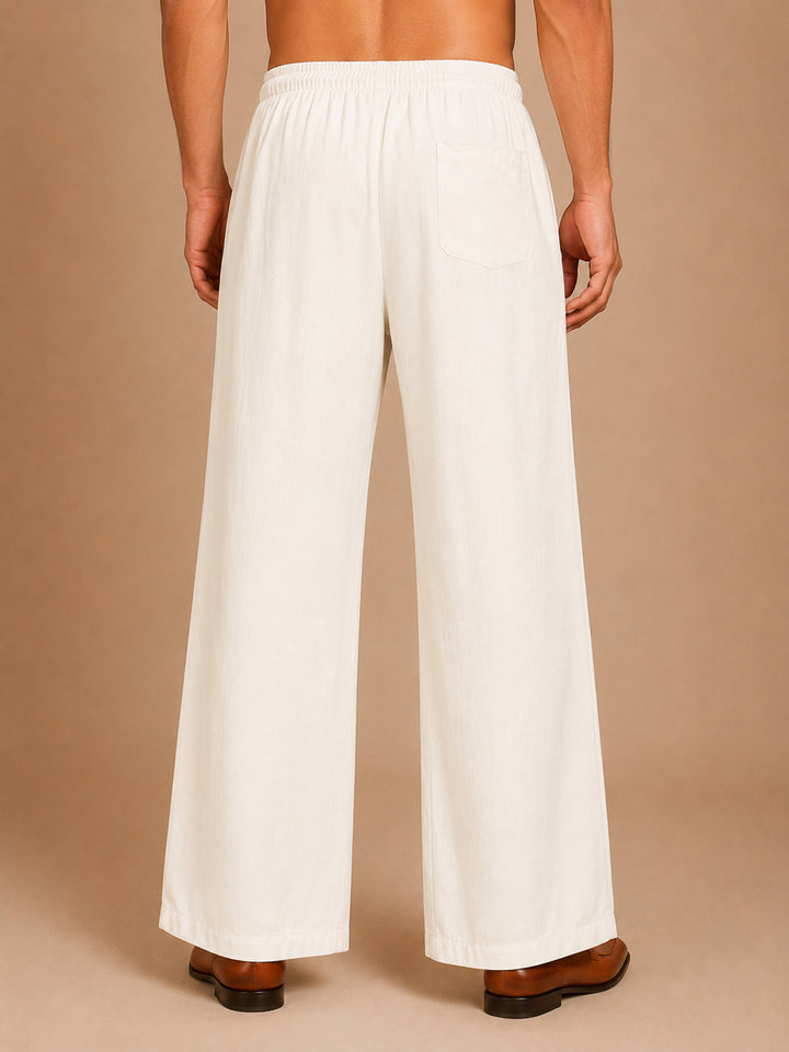 Solid Cotton Blend Korean Pants For Men