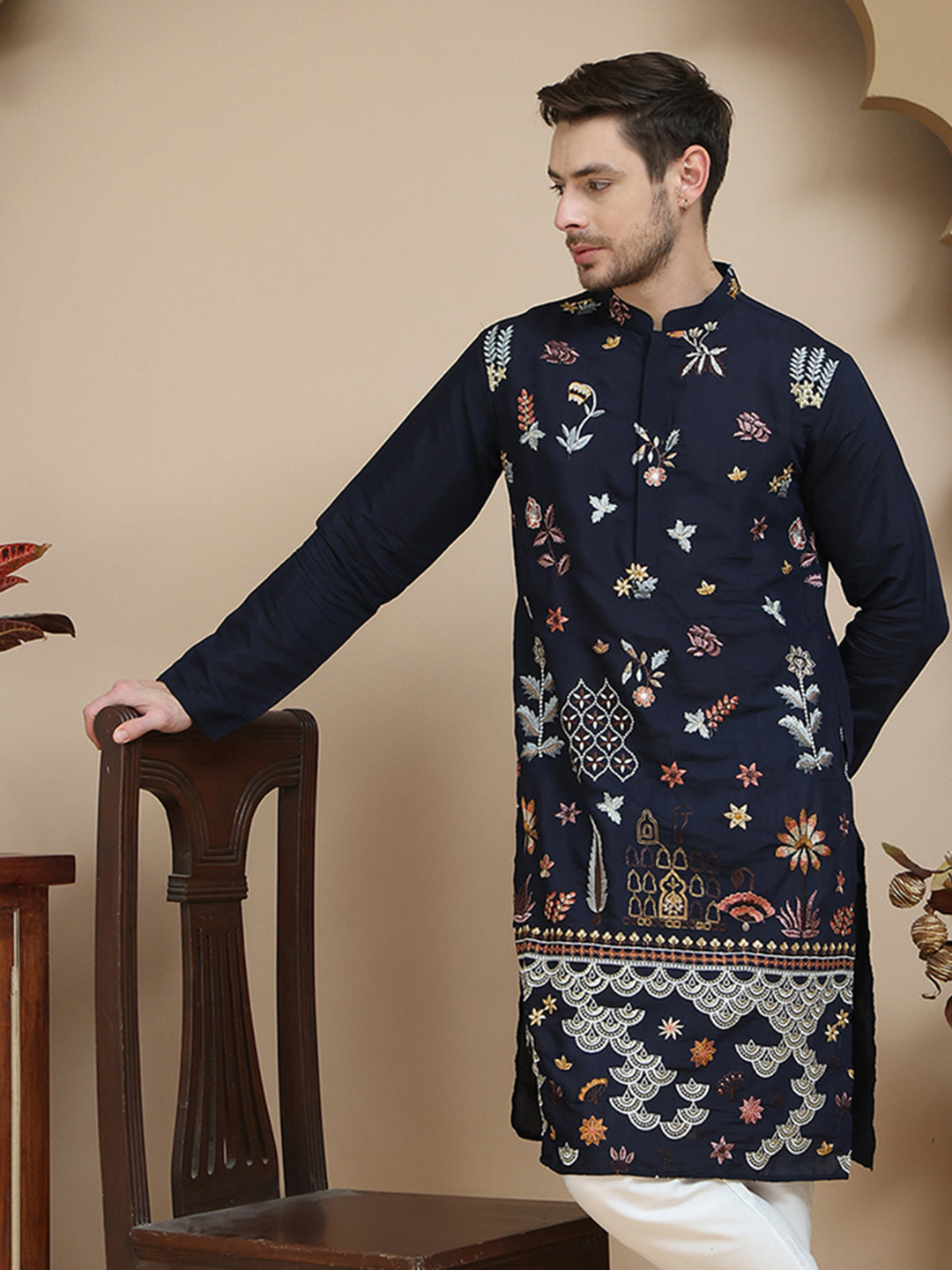 Floral Embroidered And Sequins Kurtas