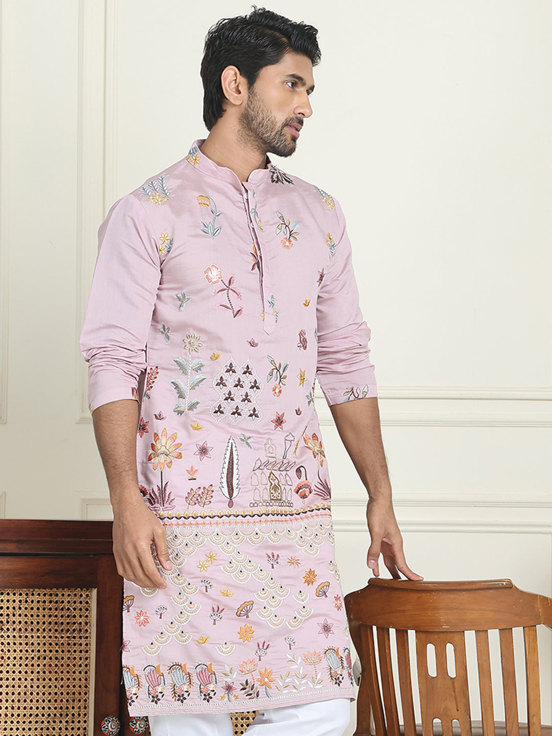 Floral Embroidered And Sequins Kurtas