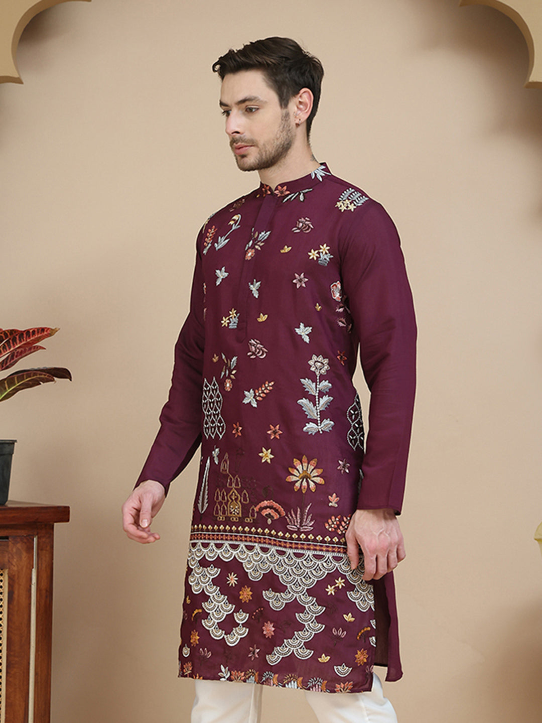 Floral Embroidered And Sequins Kurtas