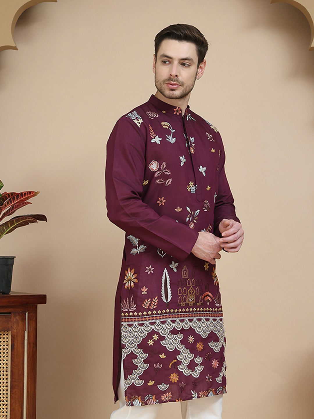 Floral Embroidered And Sequins Kurtas
