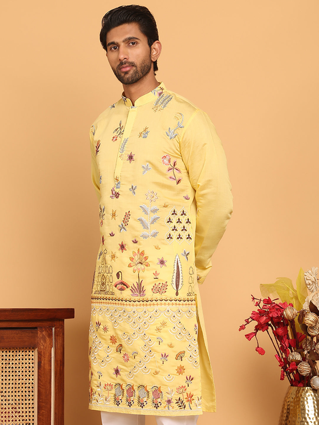 Floral Embroidered And Sequins Kurtas