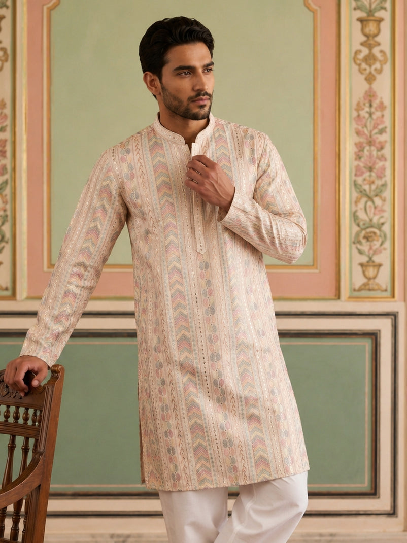 Embroidered And Sequins Kurtas For Men