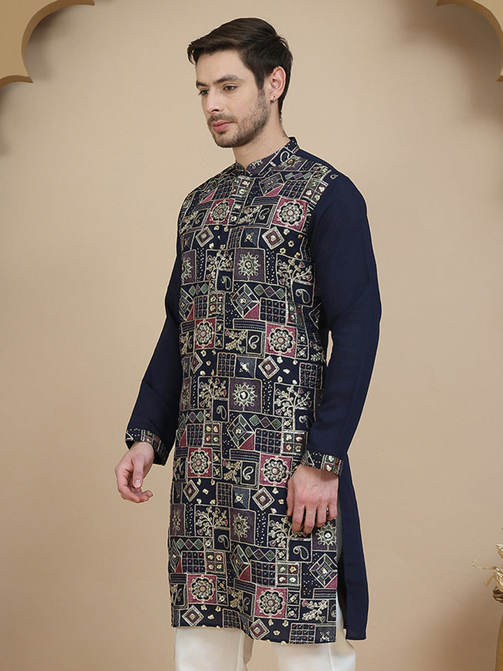 Embroidered Straight Kurtas For Men