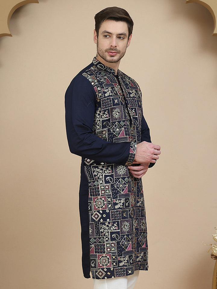Embroidered Straight Kurtas For Men
