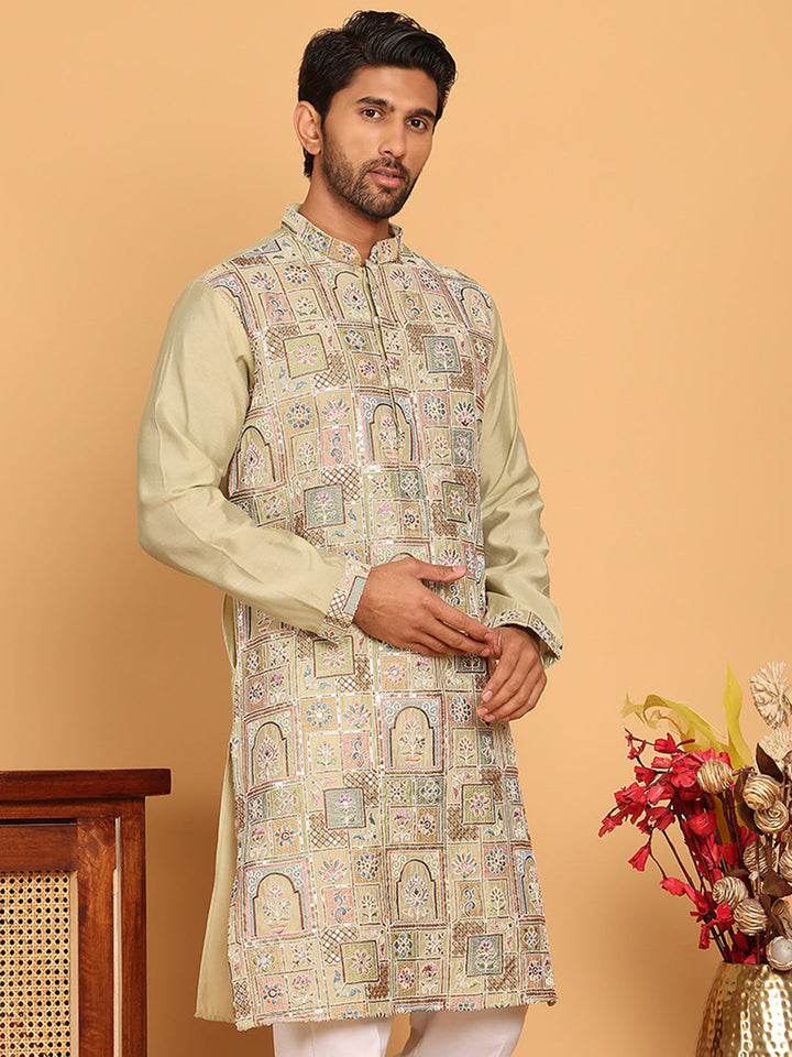 Embroidered Straight Kurtas For Men