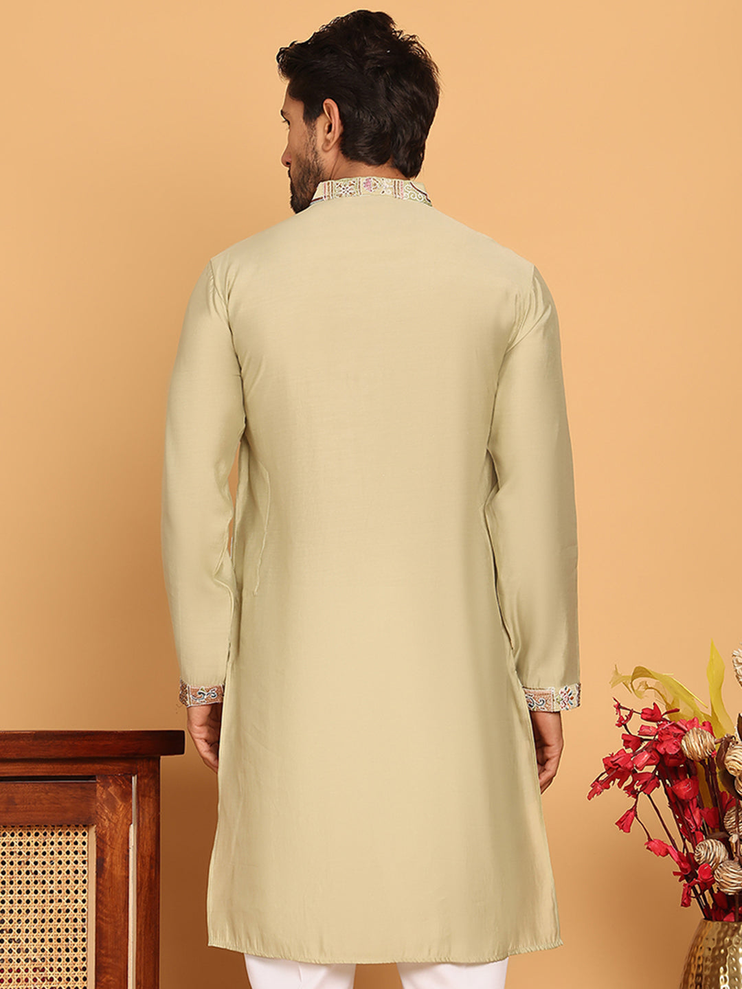 Embroidered Straight Kurtas For Men