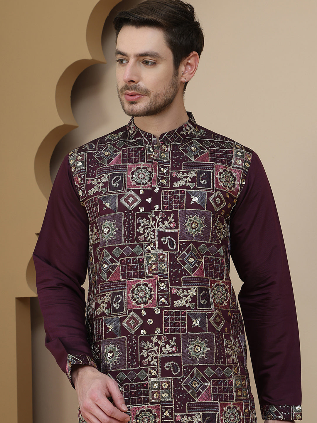 Embroidered Straight Kurtas For Men