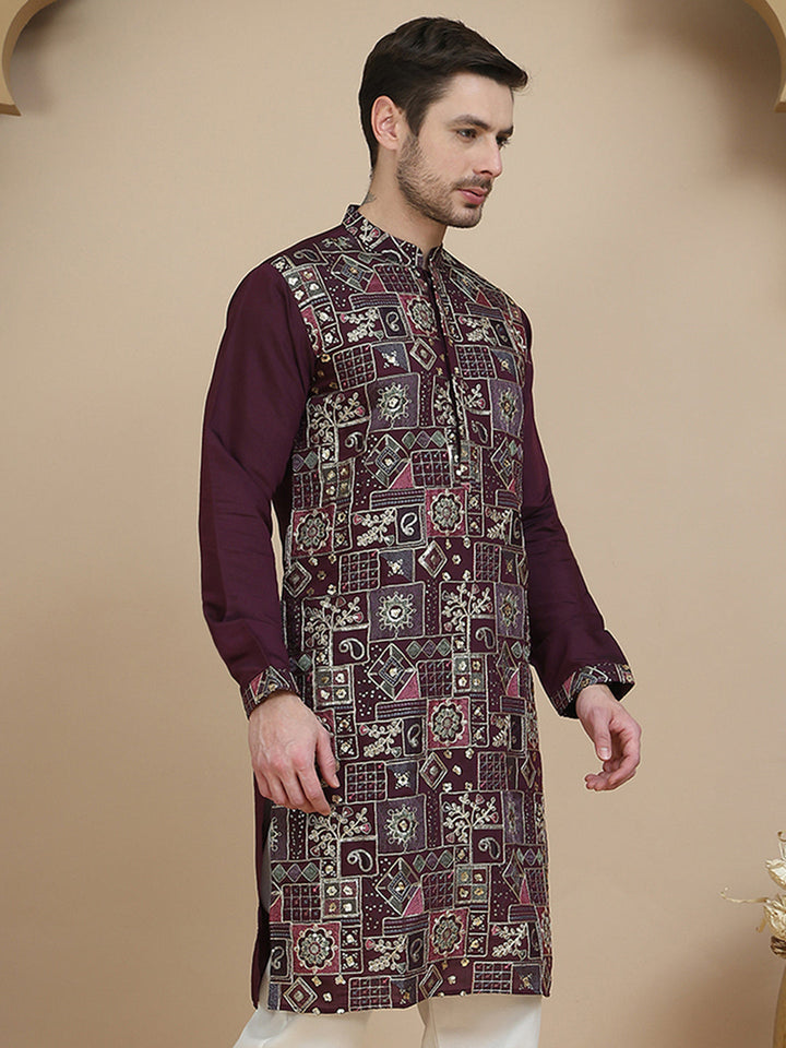 Embroidered Straight Kurtas For Men