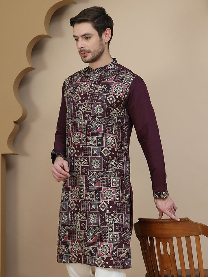 Embroidered Straight Kurtas For Men