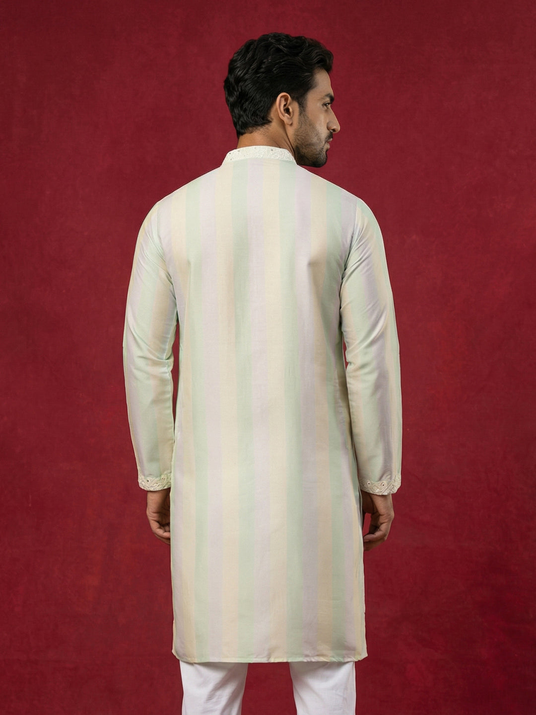 Embroidered And Mirror Work Straight Kurta