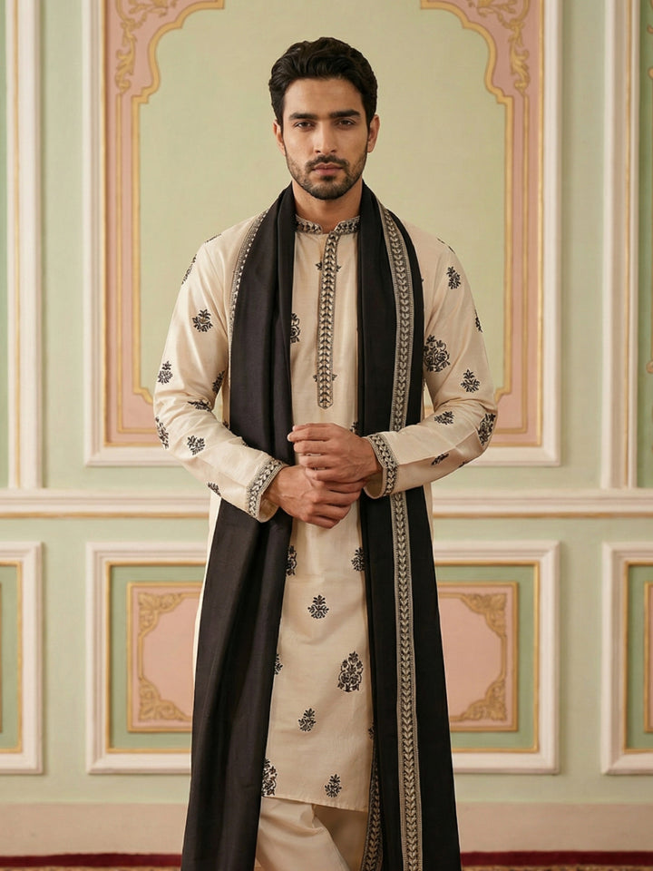 Embroidered &amp; Sequin Kurta &amp; Dupatta
