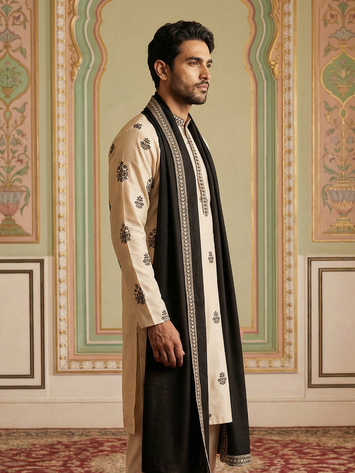 Embroidered &amp; Sequin Kurta &amp; Dupatta