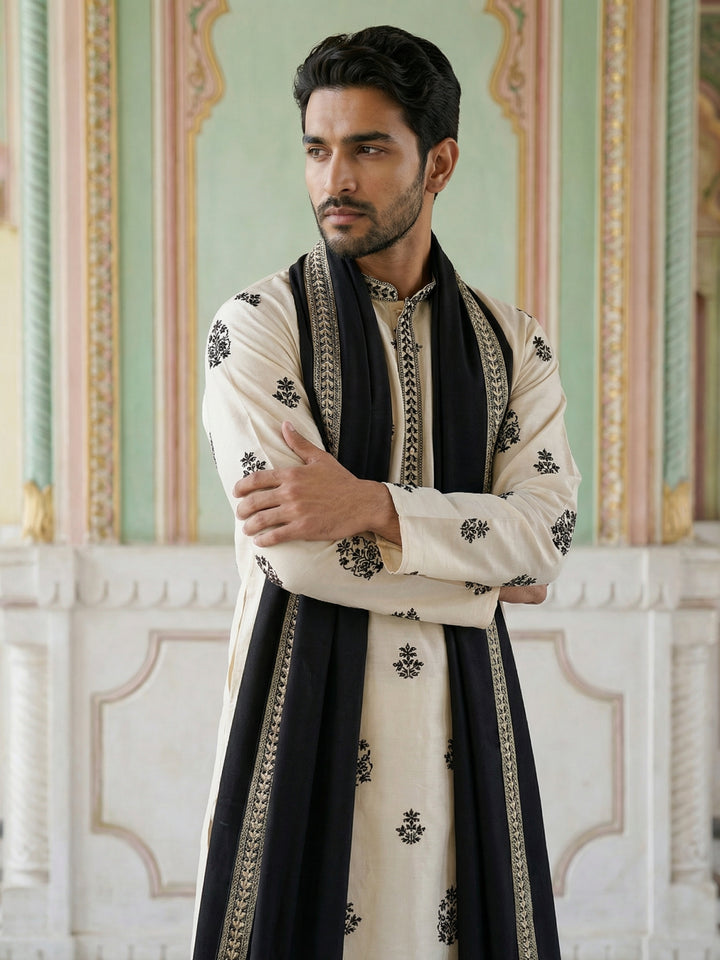 Embroidered &amp; Sequin Kurta &amp; Dupatta