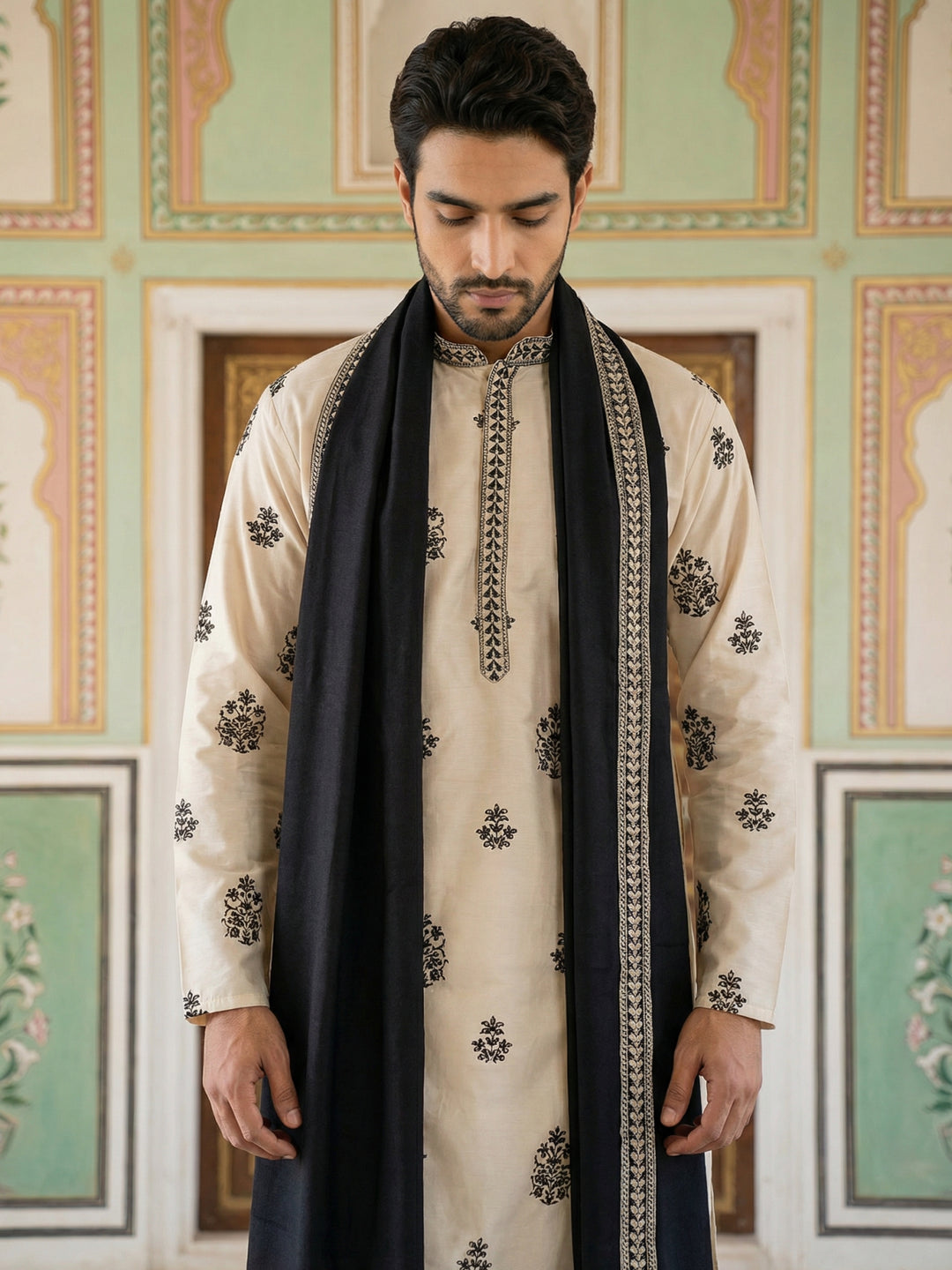 Embroidered &amp; Sequin Kurta &amp; Dupatta