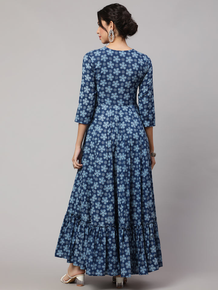 Printed Pure Cotton embroidery Ethnic Dress