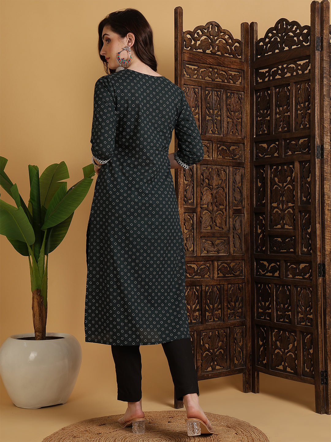 A-Line With White Embroidery Straight Kurta