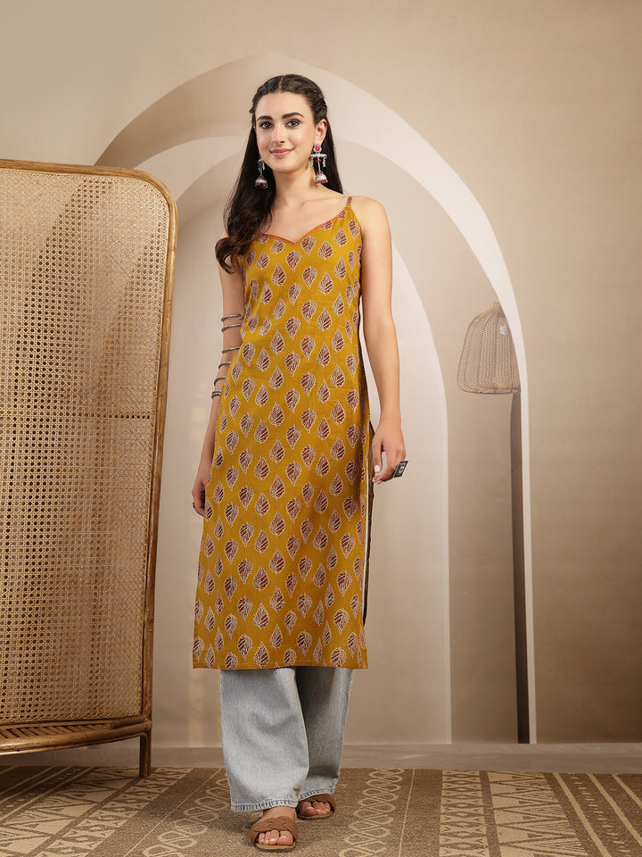Ethnic Motif Printed Straight Kurti