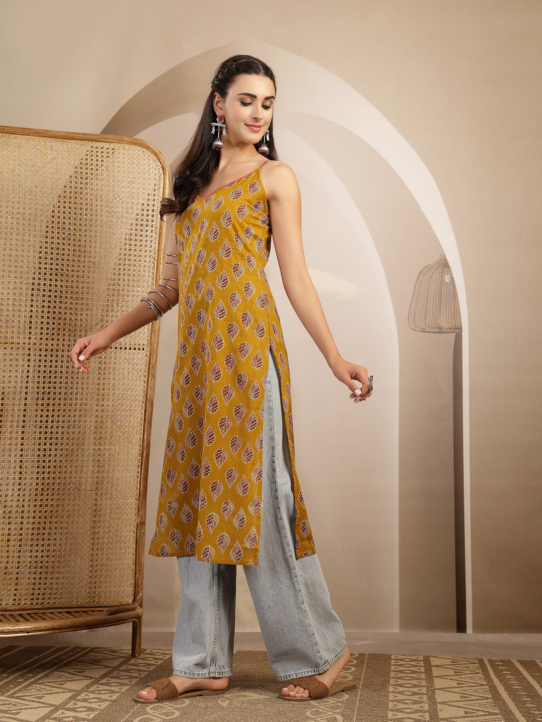 Ethnic Motif Printed Straight Kurti