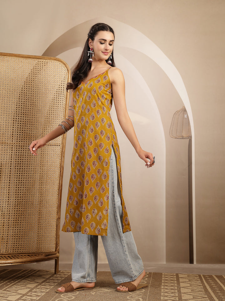 Ethnic Motif Printed Straight Kurti