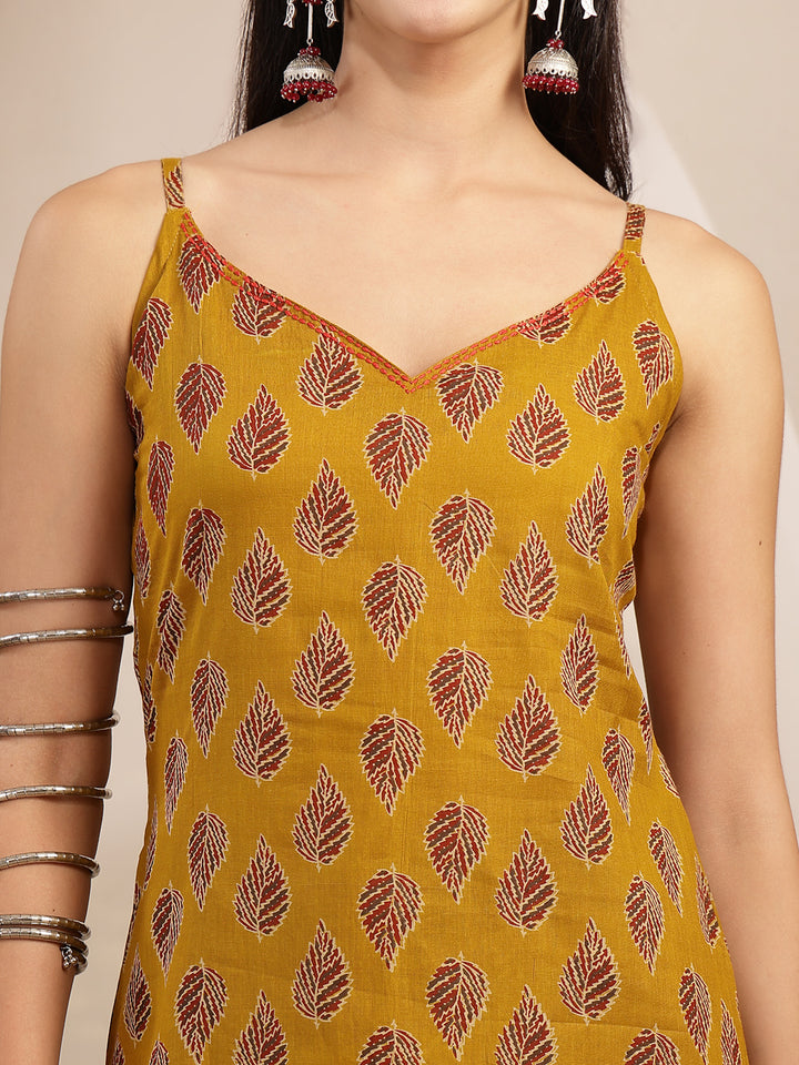 Ethnic Motif Printed Straight Kurti