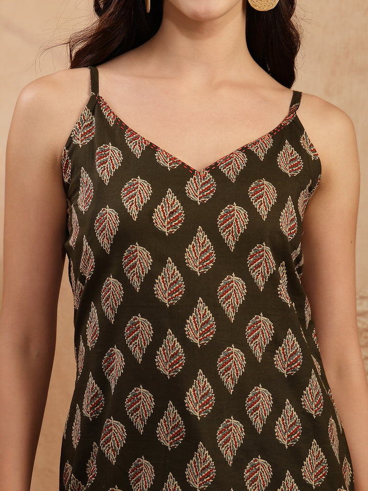 Ethnic Motif Printed Straight Kurti