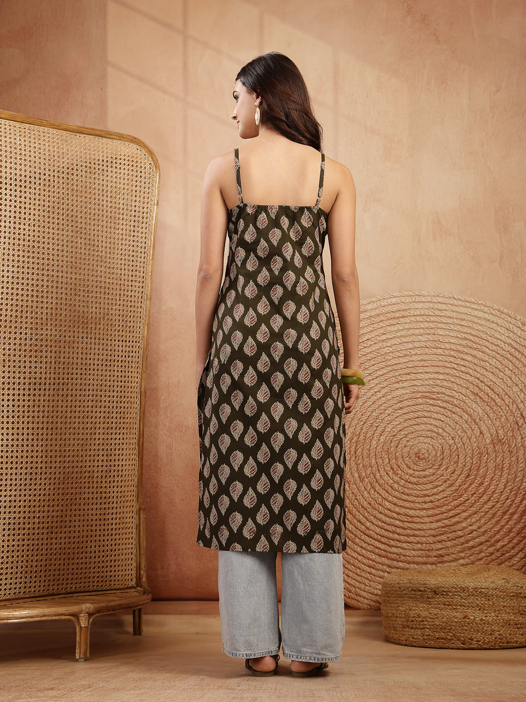 Ethnic Motif Printed Straight Kurti