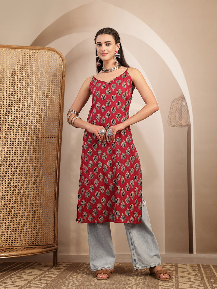 Ethnic Motif Printed Straight Kurti