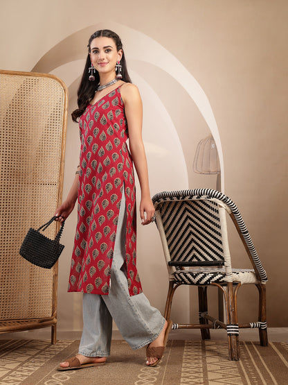 Ethnic Motif Printed Straight Kurti