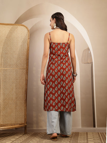 Ethnic Motif Printed Straight Kurti