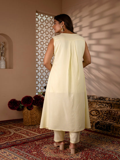 Hand Embroidery Kurta with Palazzo (OFFWHITE)