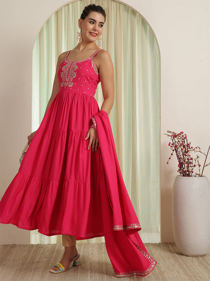 Nishabd pink rayon embroidered anarkali kurta – wholesale supplier