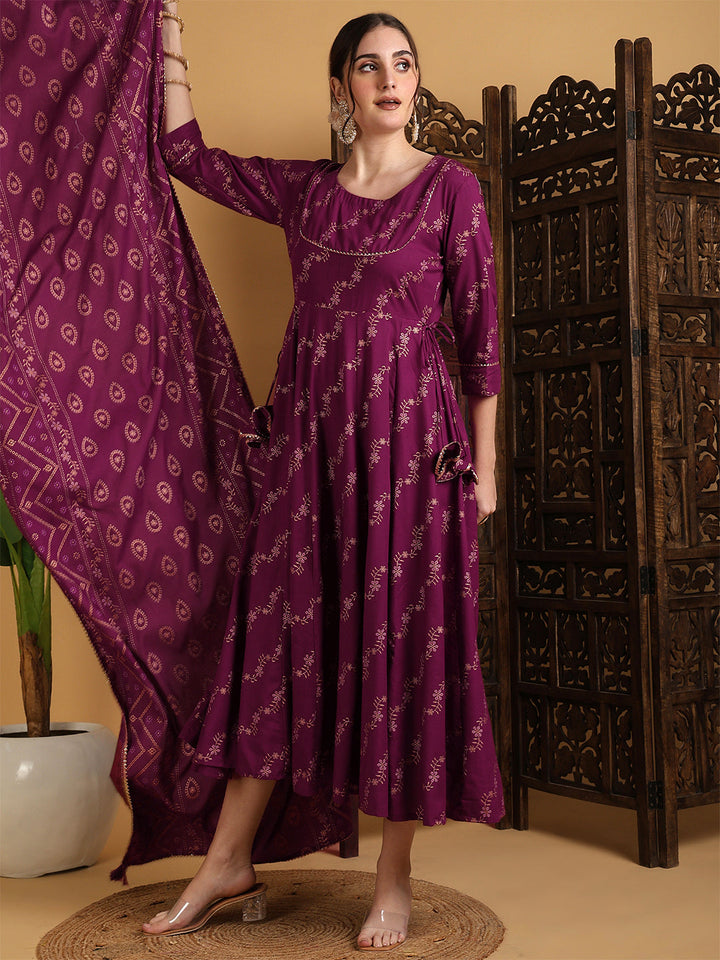 Rayon Floral Print Kurta With Dupatta