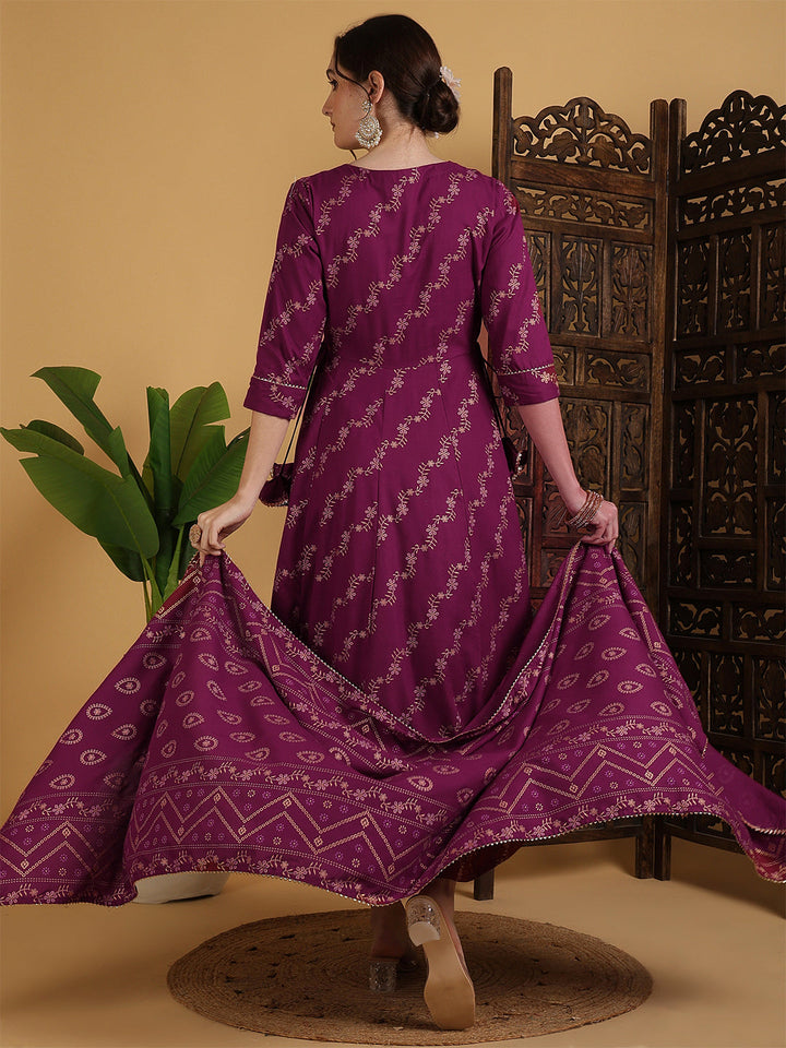 Rayon Floral Print Kurta With Dupatta