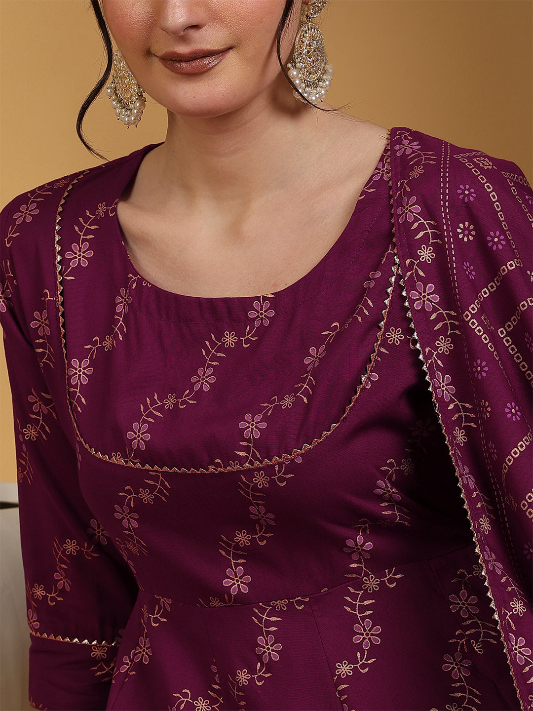 Rayon Floral Print Kurta With Dupatta