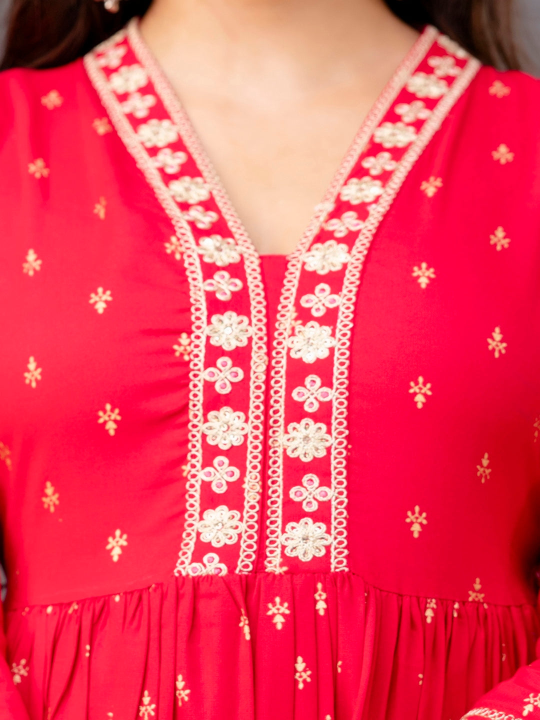 Rayon Printed Kurta With Palazzo &amp; Dupatta Set (Pink)