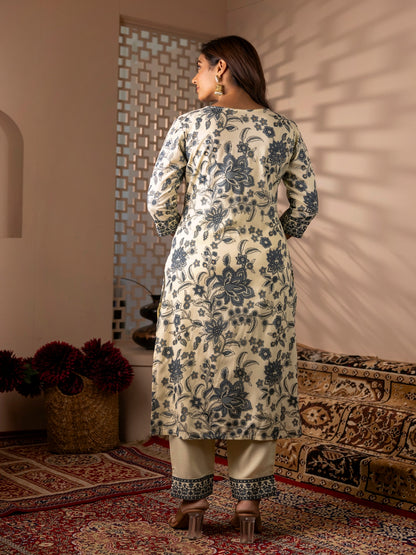 Ryon Printed Kurta with Palazzos & Dupatta (OFF WHITE)