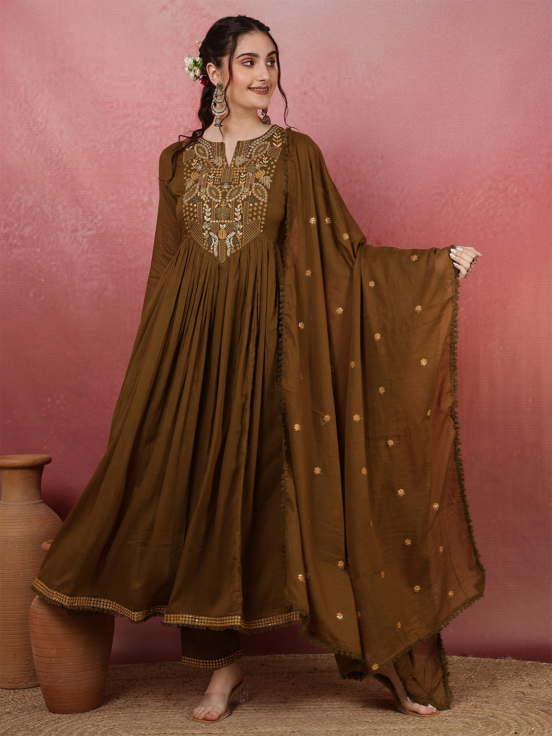 Nishabd brown embroidered kurta – wholesale manufacturer & exporter from India