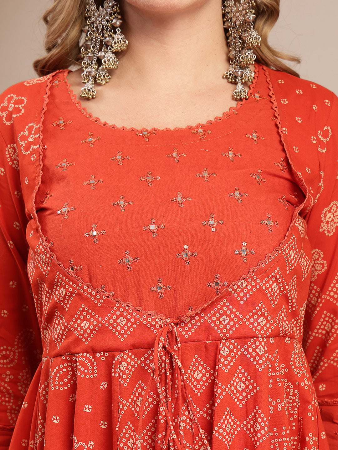Embroidered Cotton Blend Anarkali Kurta Set With Dupatta