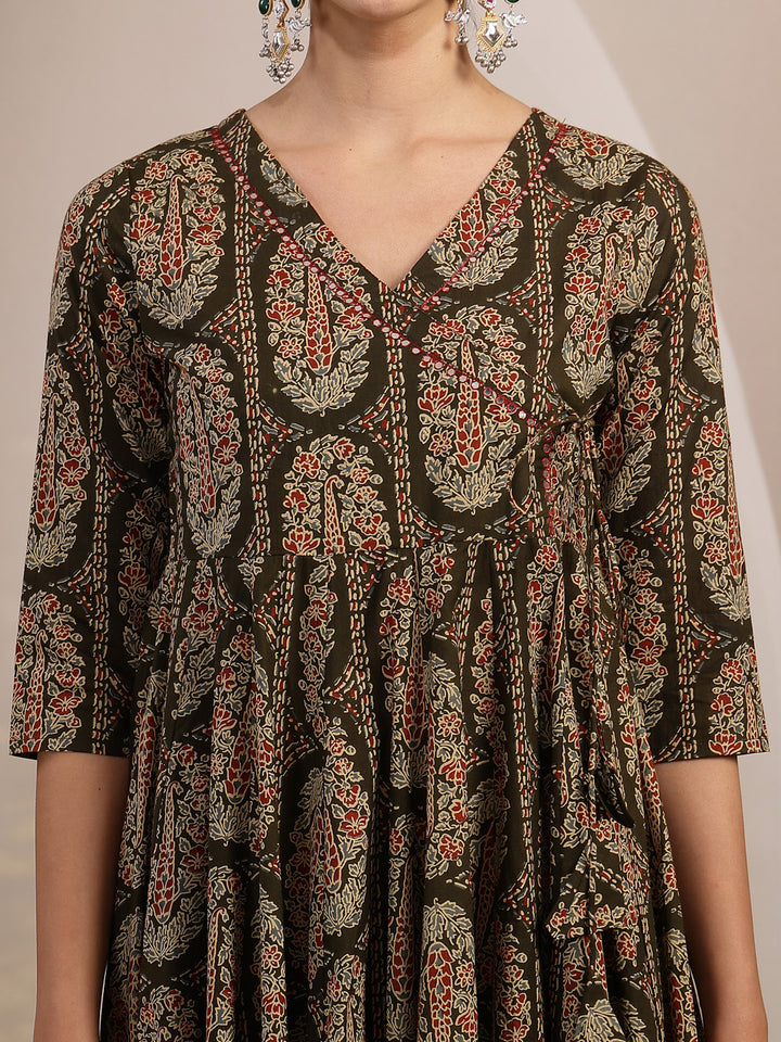 Printed Anarkali Kurta With Palazzo &amp; Dupatta